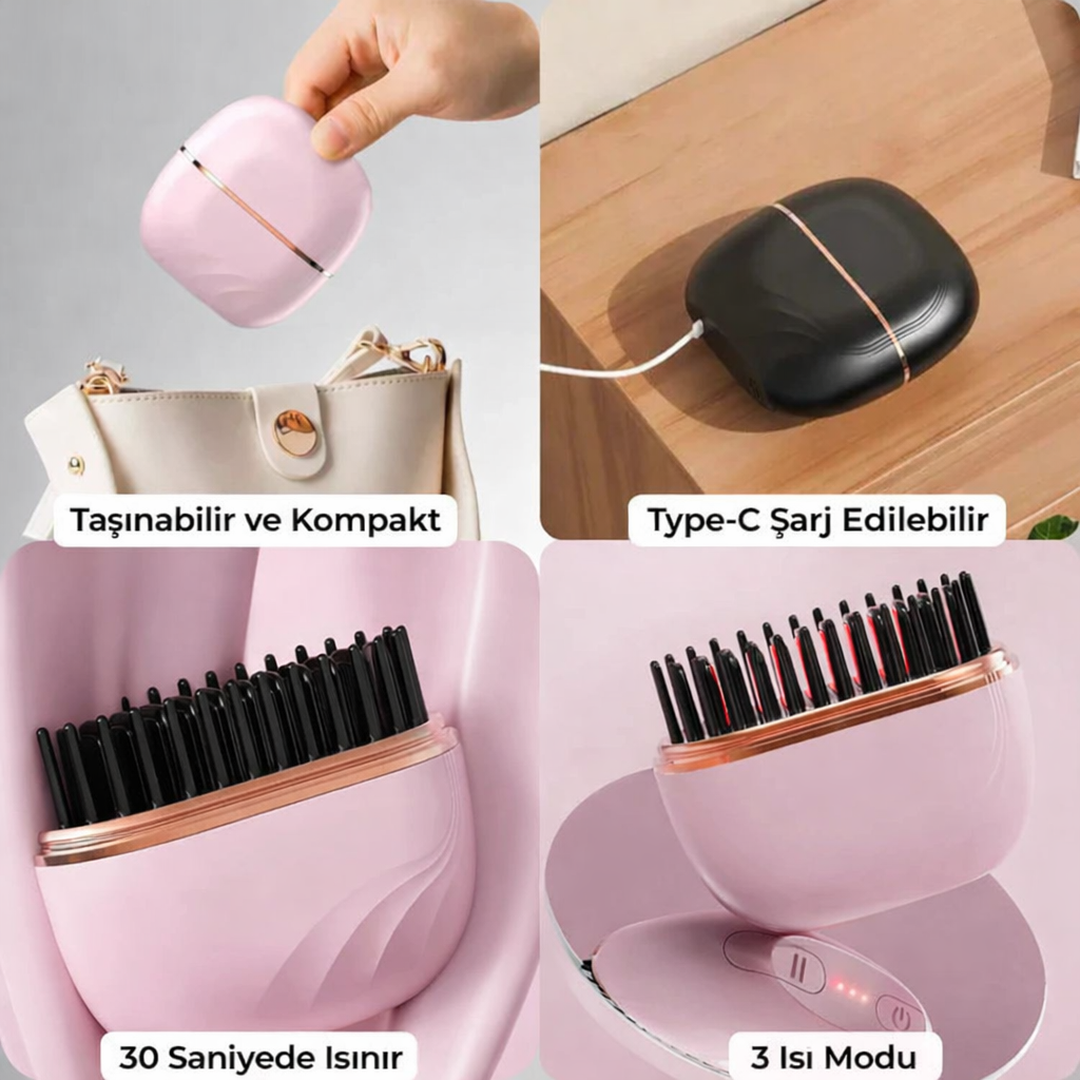 Kablosuz Mini Saç Düzleştirici Tarak | Lunavera