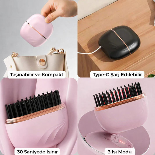 Kablosuz Mini Saç Düzleştirici Tarak | Lunavera